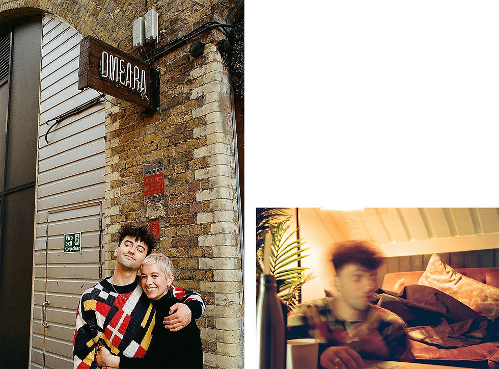 Left: 2022 - Announcing on stage at Omeara that I was going to make an album. | Right: Backstage before the show