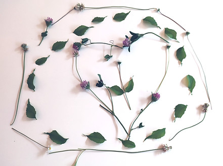 land art de feuilles et de fleurs