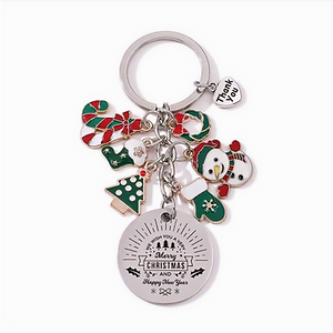 Jolly Snowman & Candy Cane Holiday Keyring 🎅🎄 E57