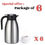 Thumbnail: Package of 6 : 2 Liter Stainless Steel Lift Cap Carafe ( Wide Mouth)
