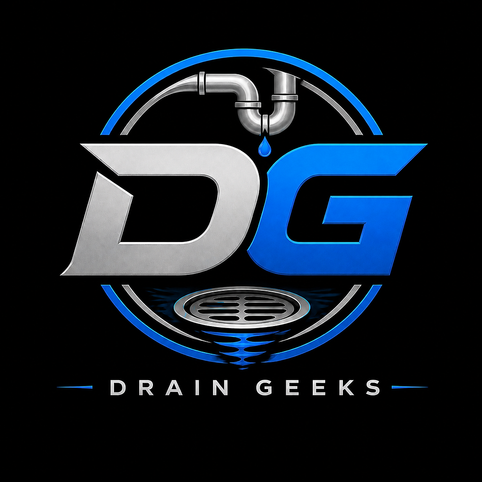 Drain Geeks logo, pipe and drain for plumbing