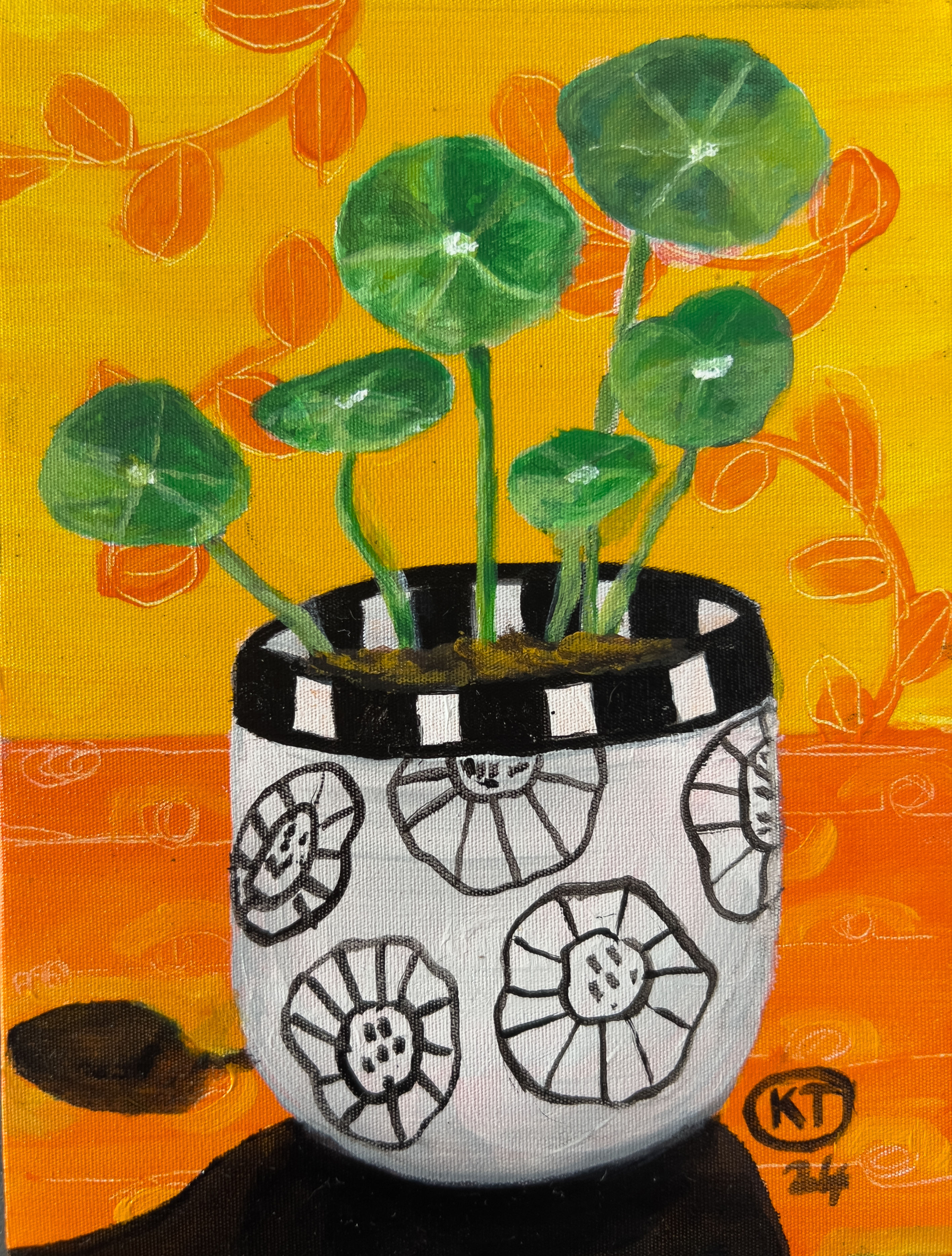 Watercress in a white pot