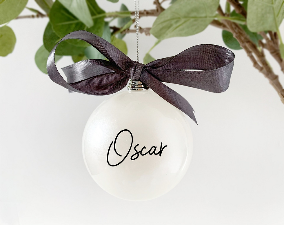 Thumbnail: Personalised Winter White Christmas Bauble Decoration