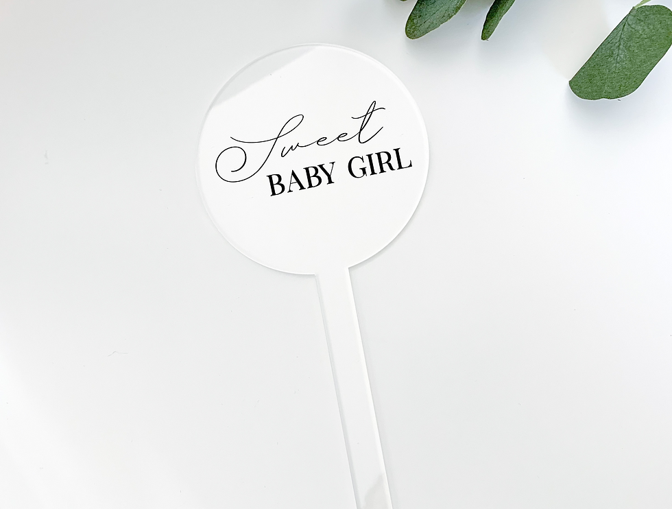 Thumbnail: Sweet Baby Girl | Clear Acrylic Cake Topper - Circle