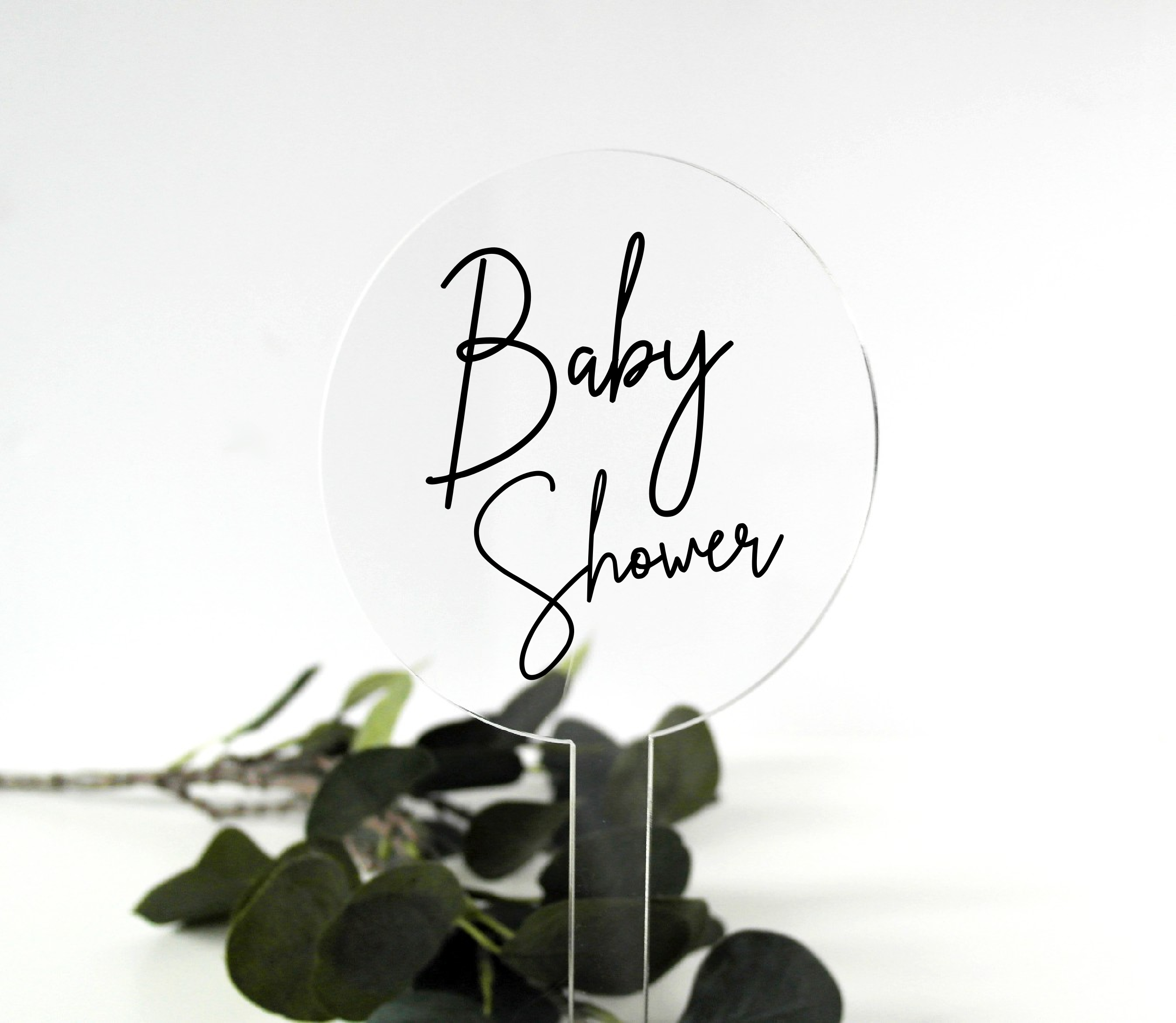 Baby Shower | Clear Acrylic Cake Topper - Circle