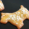 Scotty dog, short crust cookie with pearl sugar sprinkled on it.