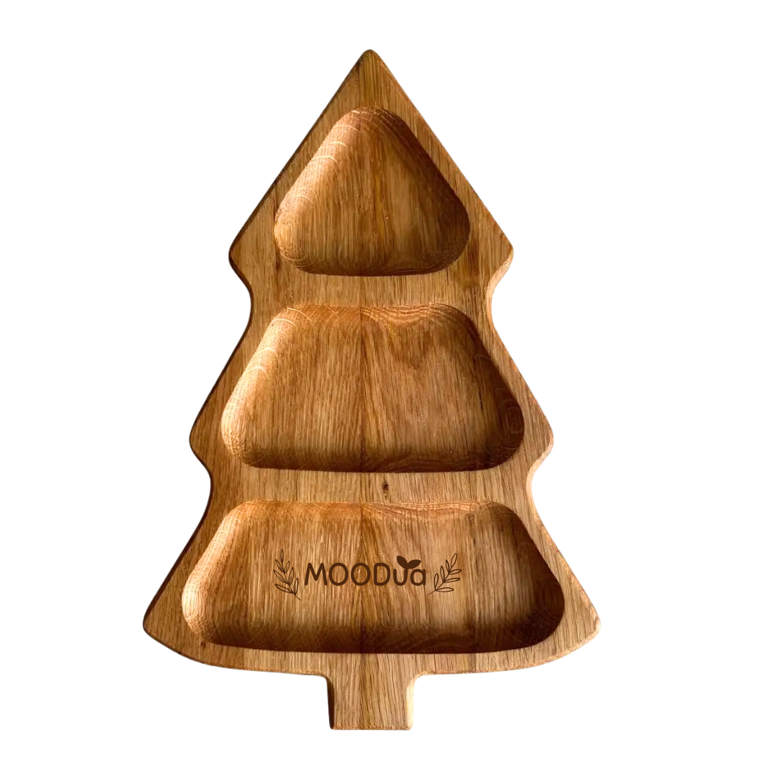 Wooden Christmas tree plate