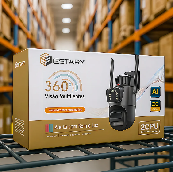 Miniatura: Câmera segurança Ip Wifi P11-qq6 Lente Dupla 6mp app Icsee cor preto Estary Shop