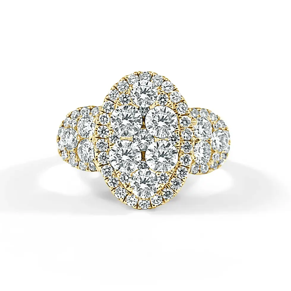 Oval Multi Diamond Halo Ring