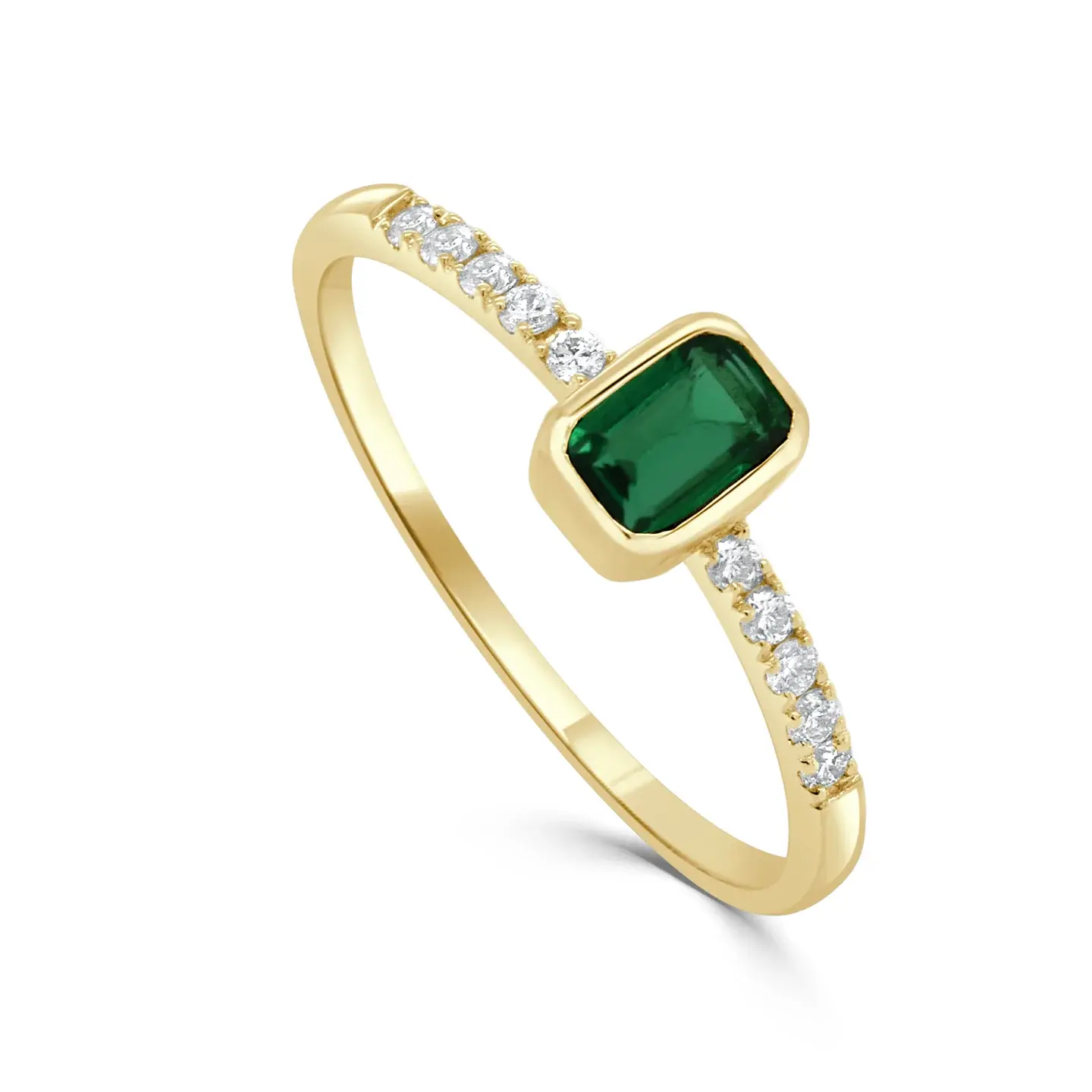 Dainty Emerald & Diamond Ring