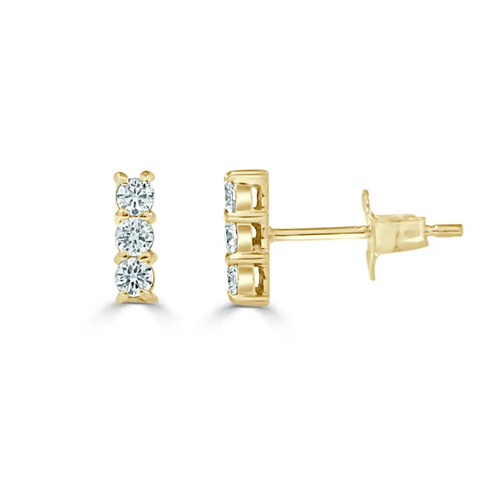Petite Diamond Bar Stud Earrings