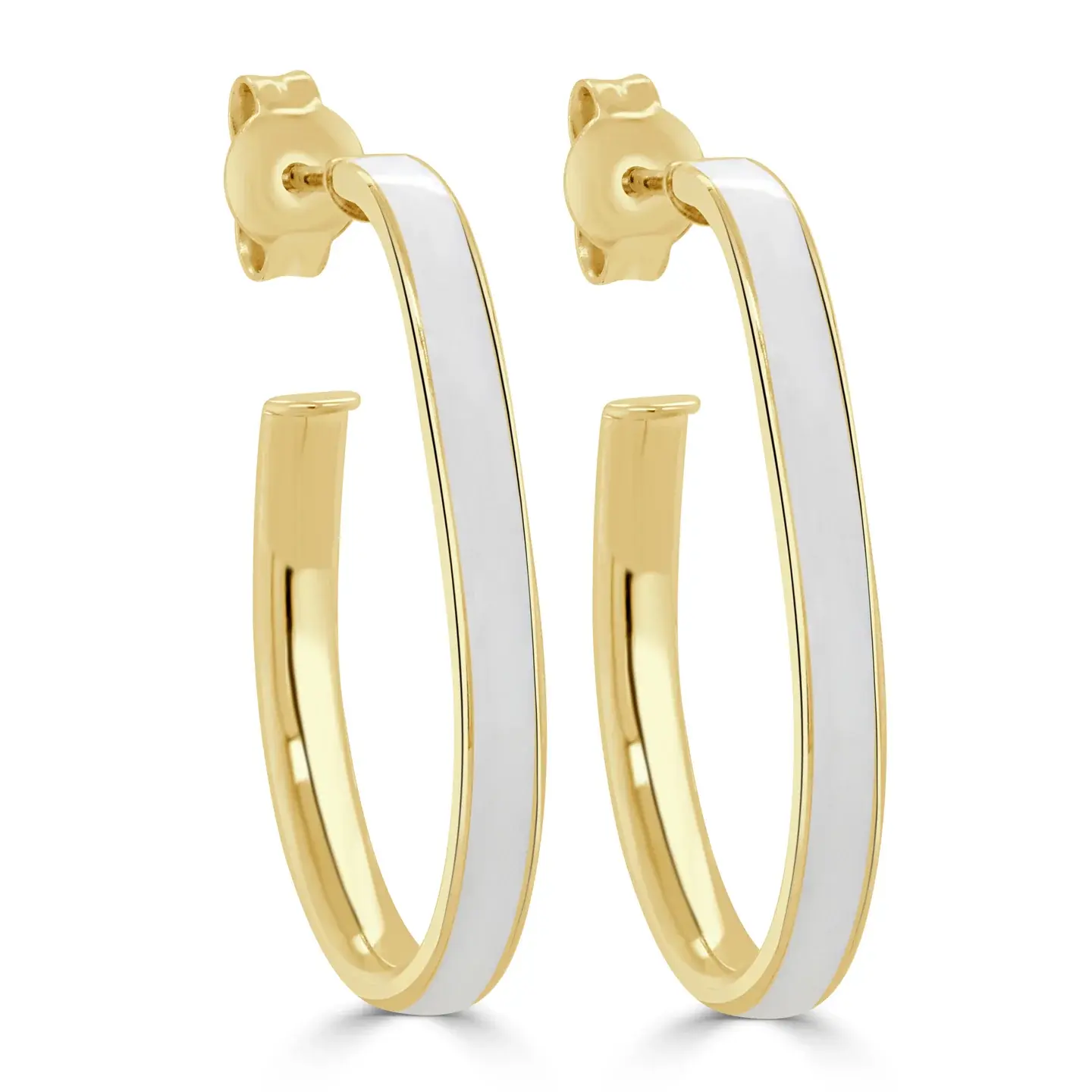 Enamel White Tear Drop Hoops