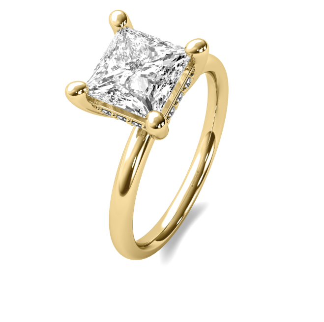 Princess Cut Hidden Halo Diamond Semi Mount