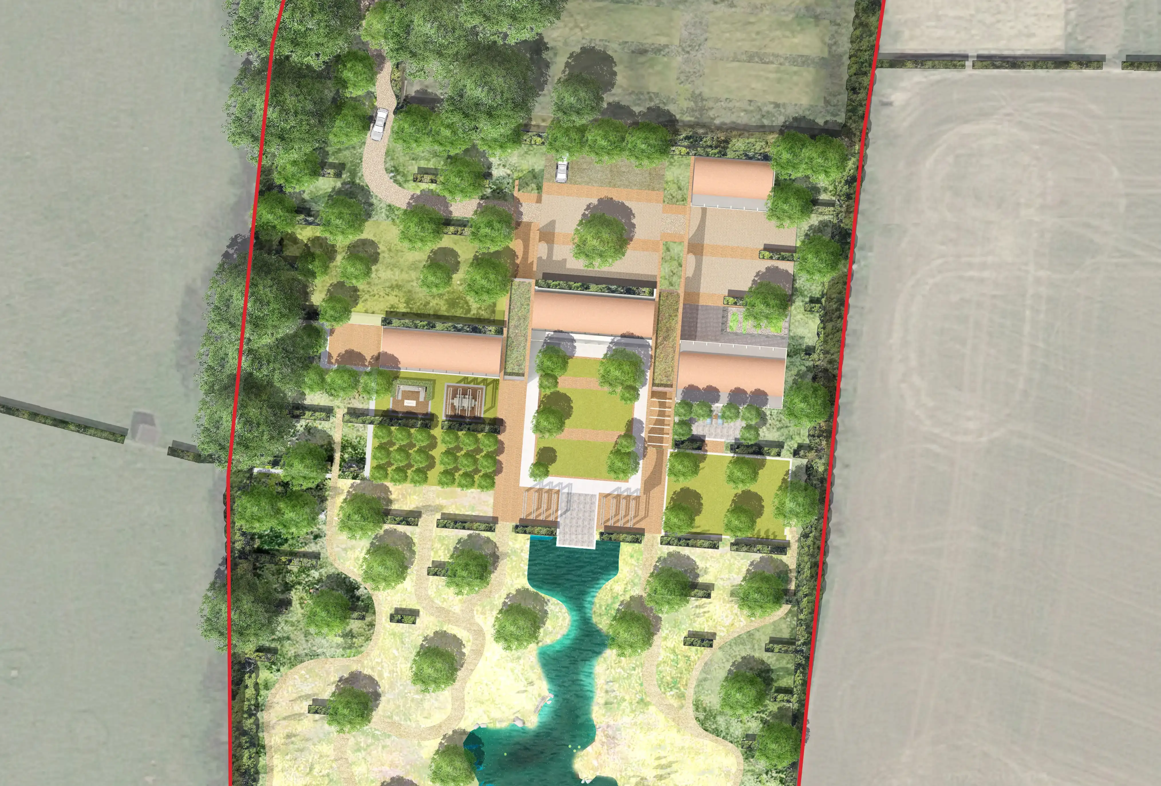 Landscape Masterplan Extract of Ideal Farm - Para80 e Approval East Herts, image by Hawkes Architecture 