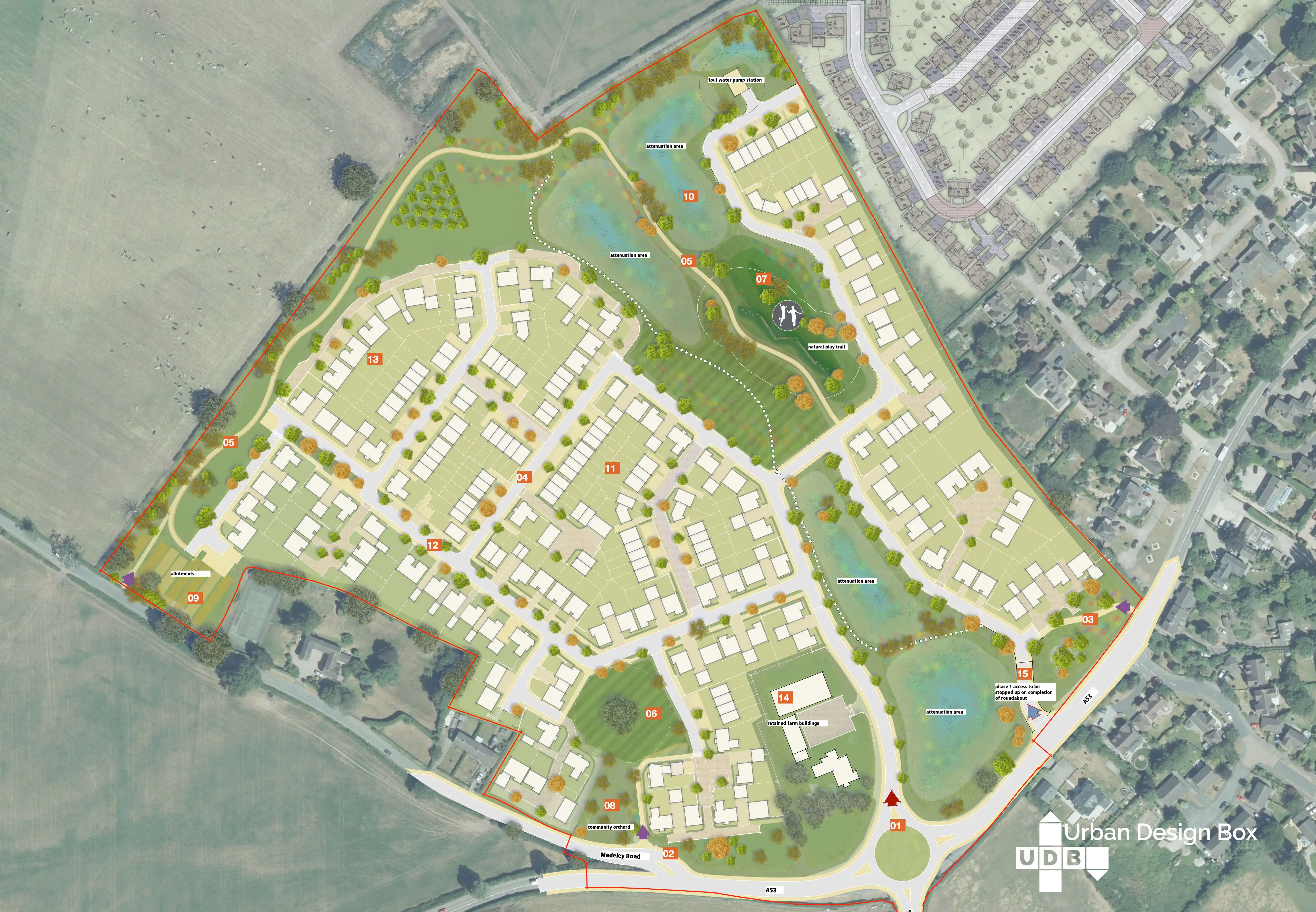 Baldwins Gate, Newcastle-under-Lyme, Staffordshire, Housing Development for 200 Homes Outline Master Plan Presented to The Design Review Panel pre-planning.