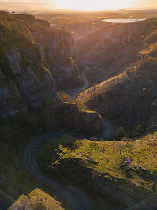 Aerial photo of Cheddar Gorge at sunset by Arthur Cauty