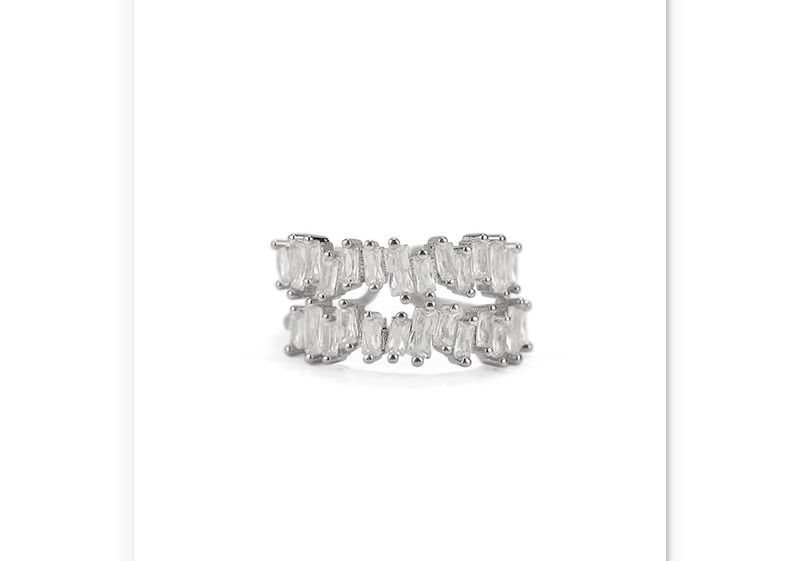 Miniature : White Gold plated Zircon Stone adjustable ring