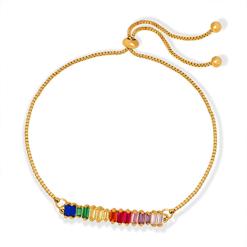 Gold Plated Rainbow Zircon Shiny Bracelet/Ankle Bracelet