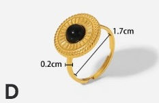 Thumbnail: Gold Plated Black Stone Adjustable Ring