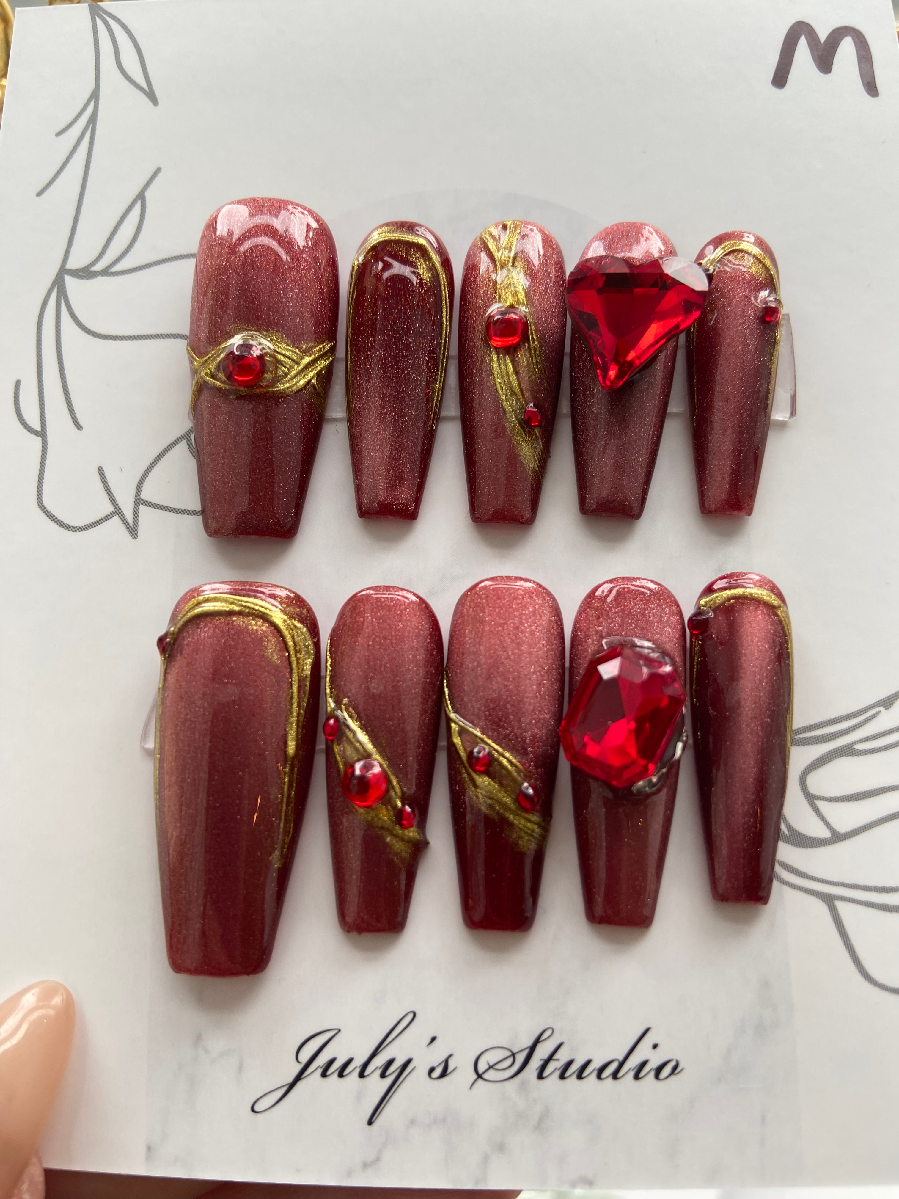 Red Long Shiny Nails