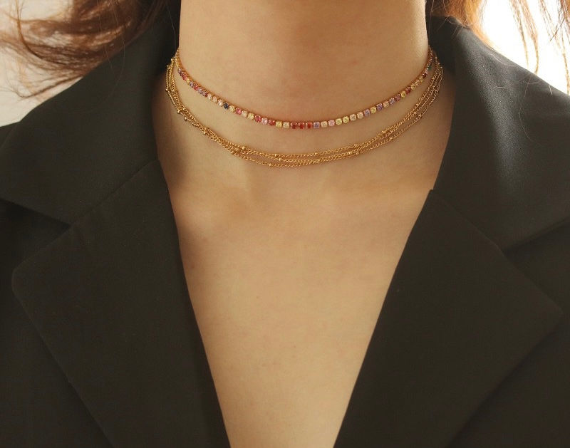 Thumbnail: Gold plated Layering chain Necklace