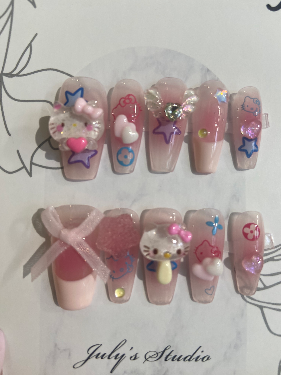 Pink Hello Kitty Long Nails