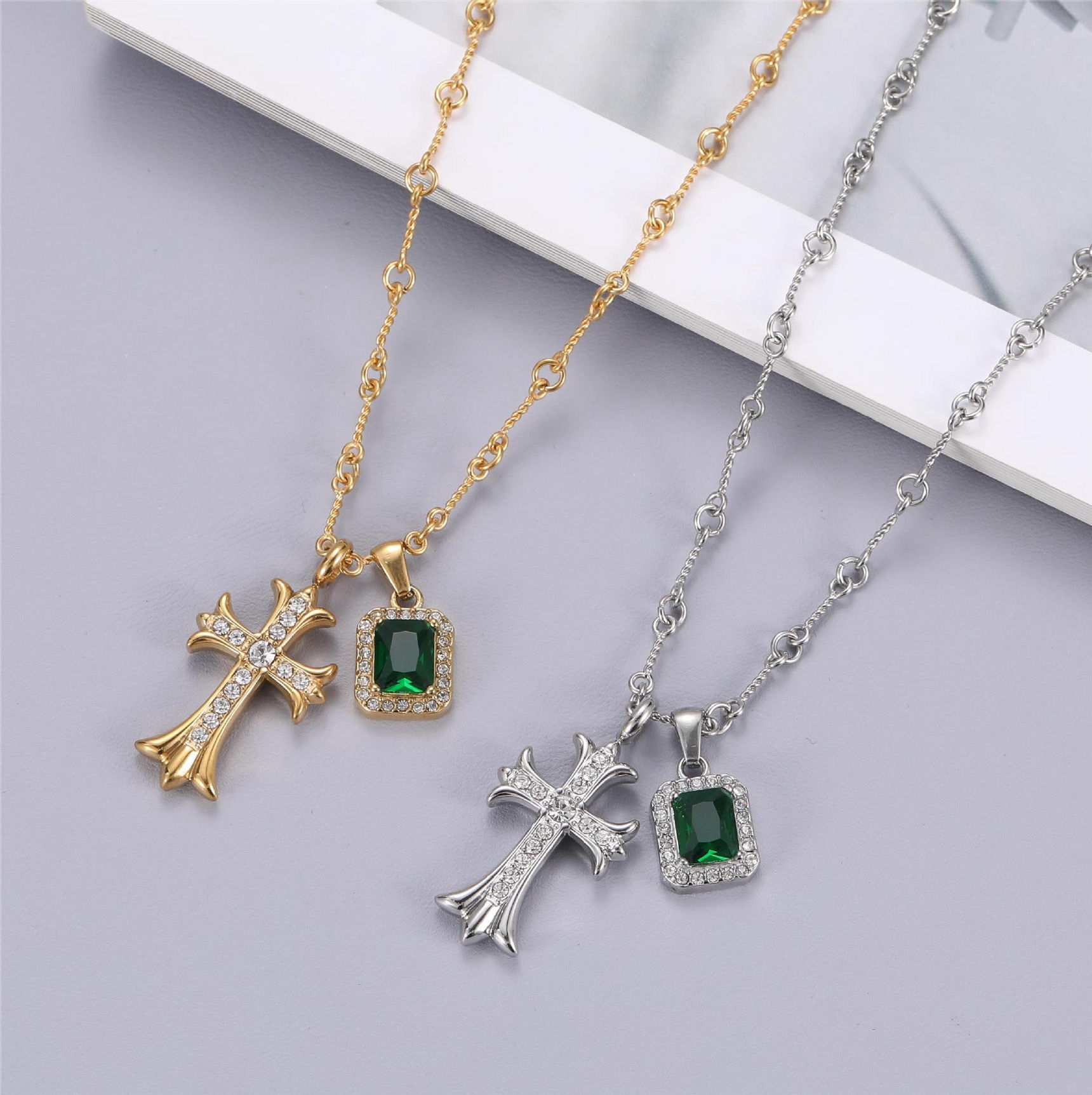 Gold Plated/Stainless Steel Cross Necklace