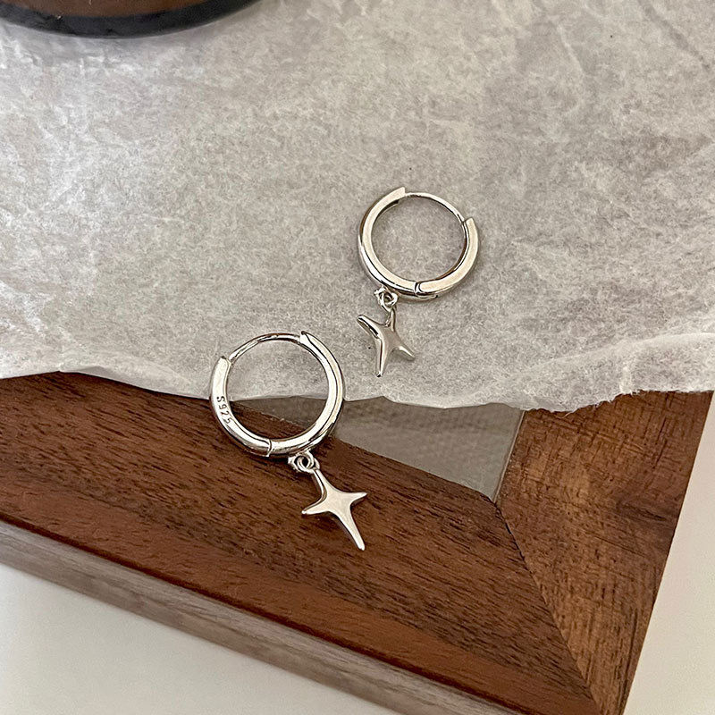 Silver Star Hoop Earrings