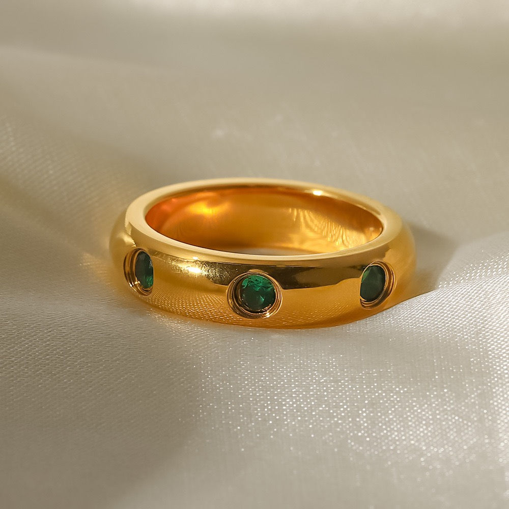 Gold Plated Green Stone Ring