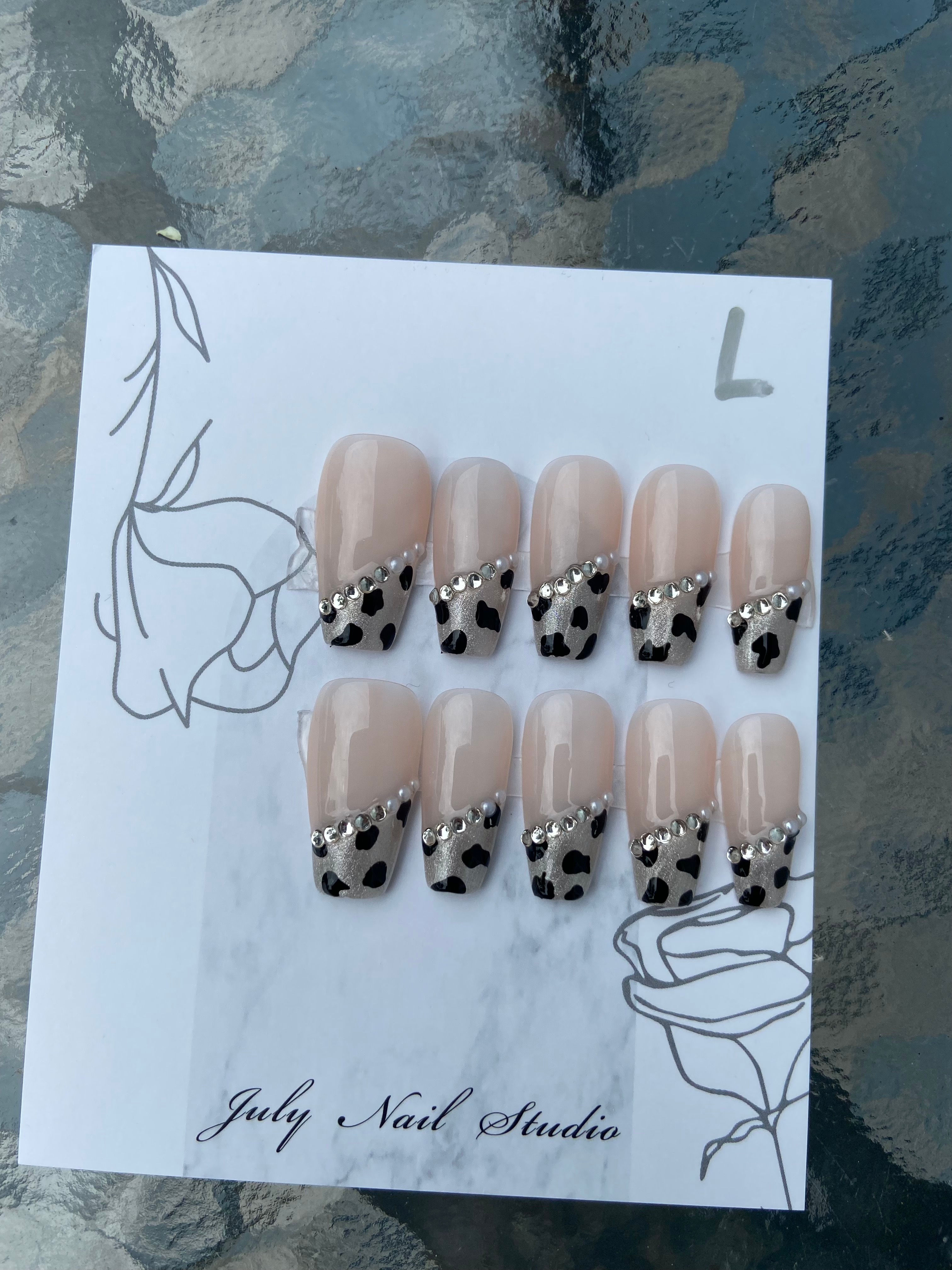 Leopard Print French Tip Nails