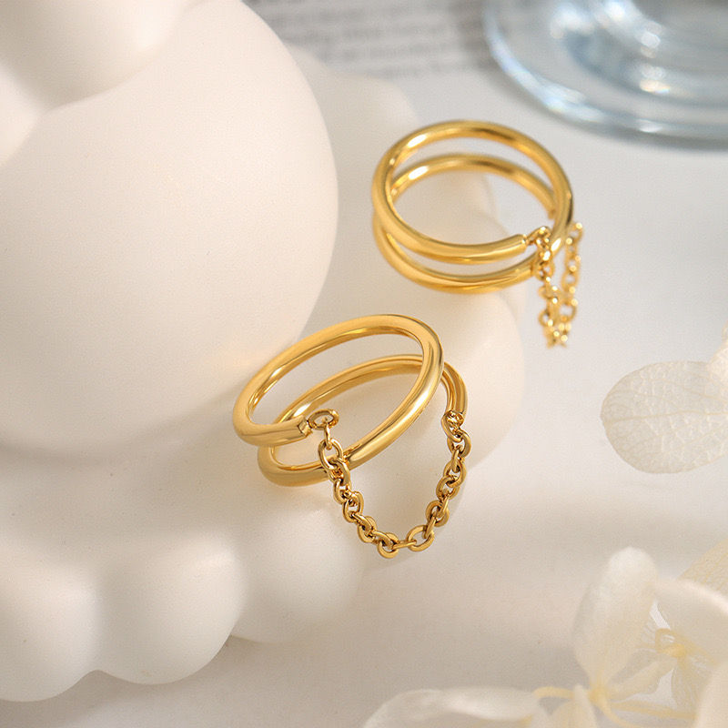 Miniature : Gold Plated Three Circles with Chain Ring
