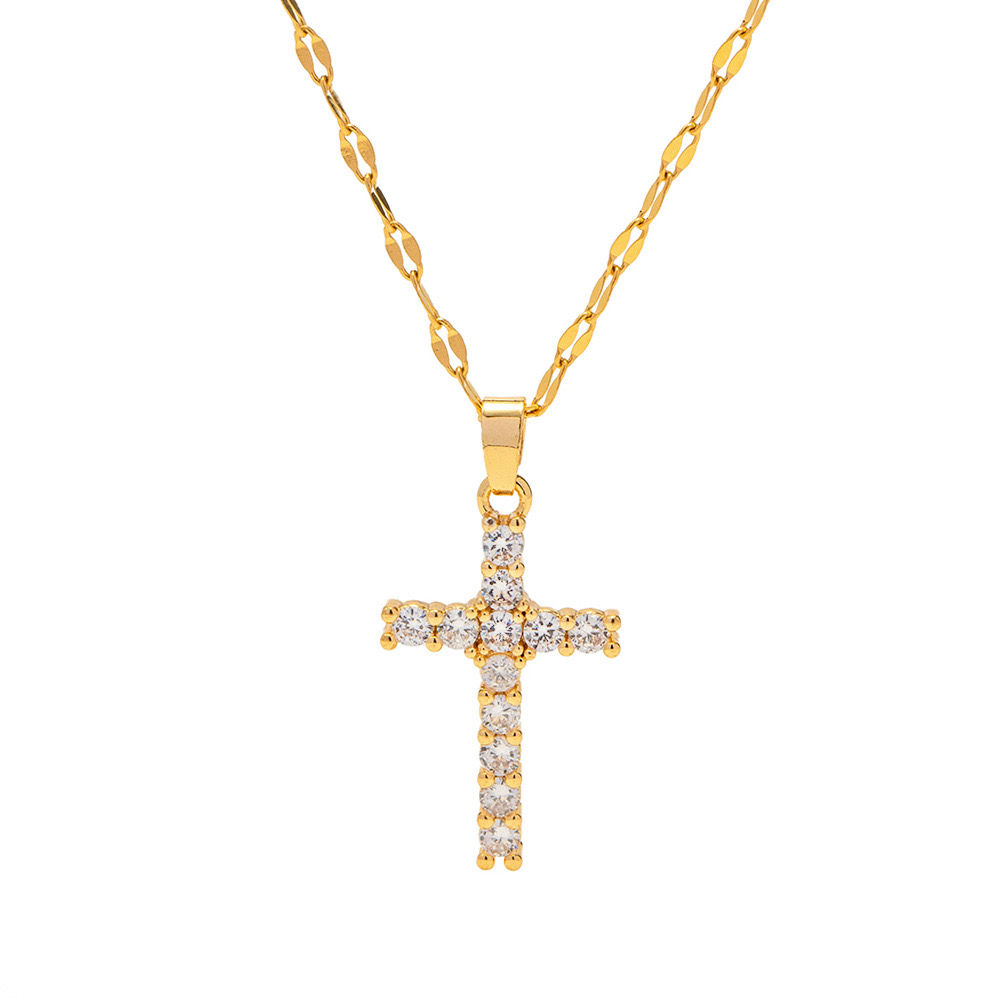 Gold Plated Cross Shiny Necklace