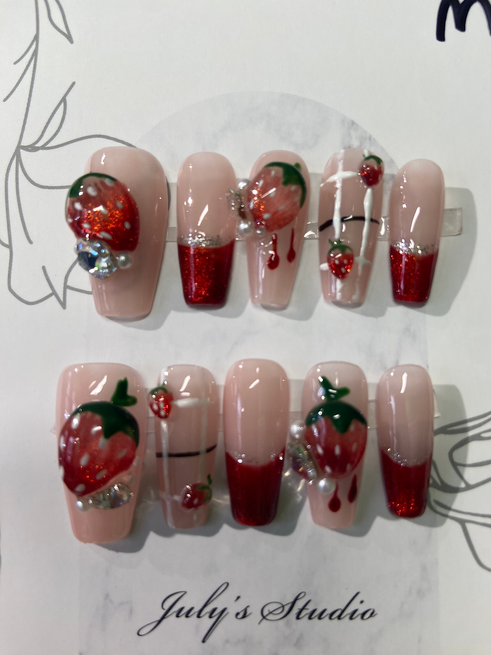 Strawberries Long Nails