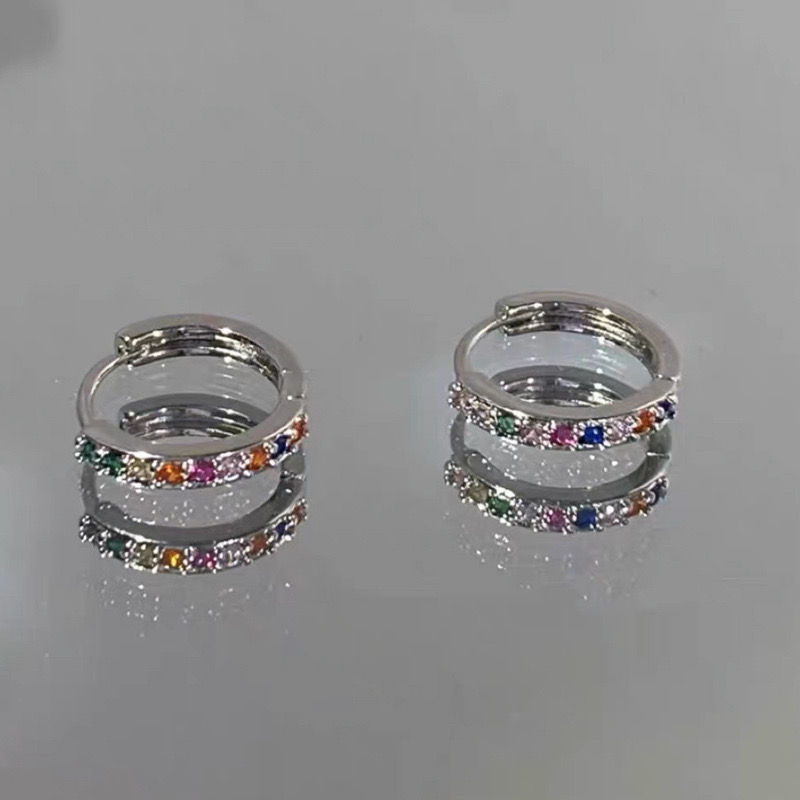 Miniature : Rainbow Zircon Hoop Earrings
