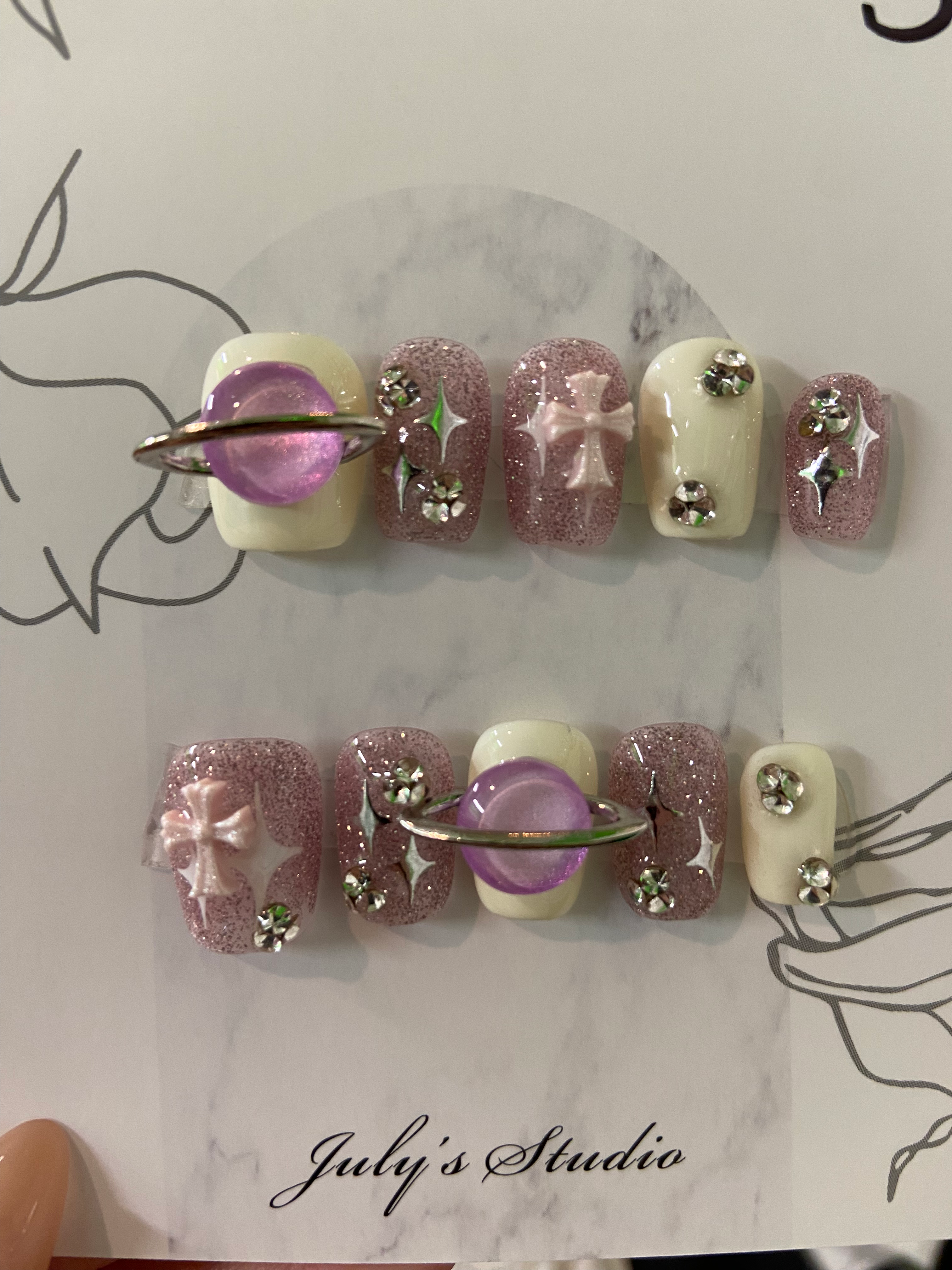 Purple Planet Short Nails