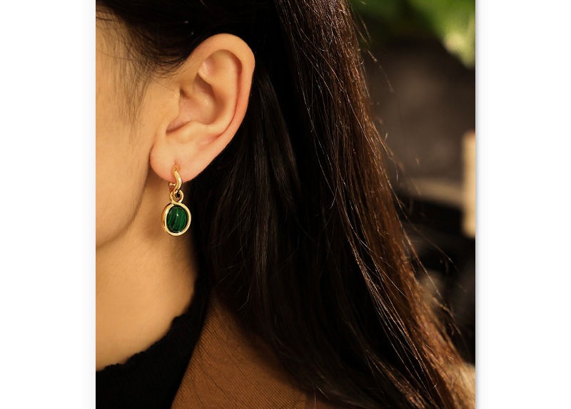 Gold plated Malachite Green Earrings/White gold plated Blue Gemstone Earrings