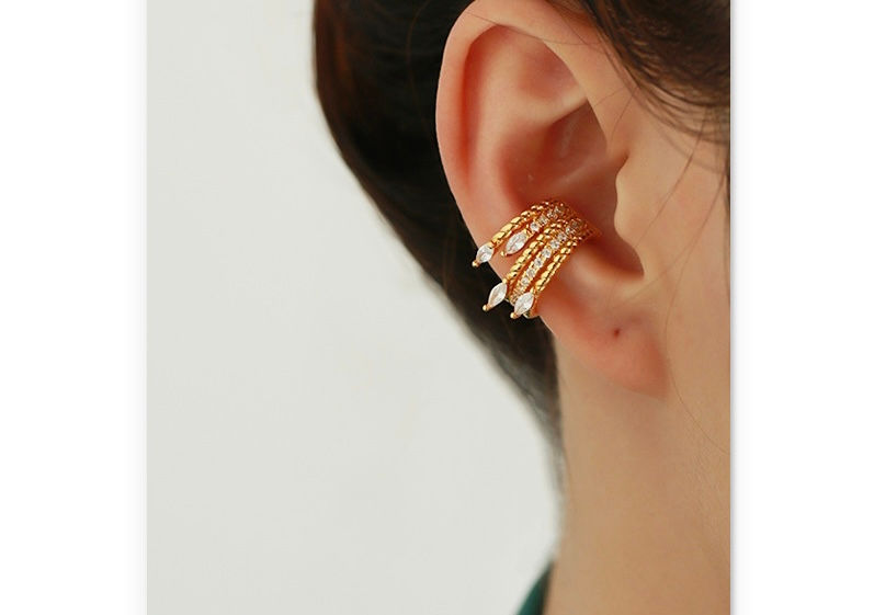 Gold/white gold Plated Multi Layered Twisted Zircon stone Ear Cuff