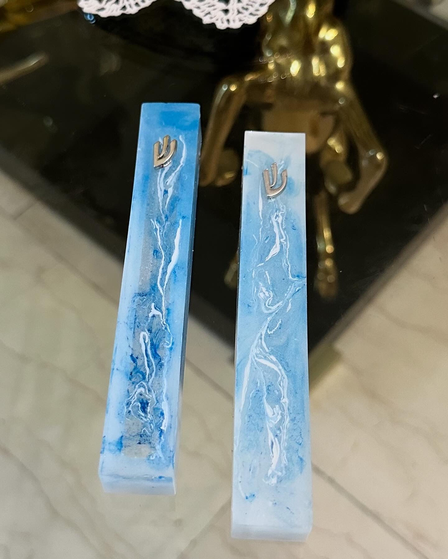 Mezuzah Abstract Blue