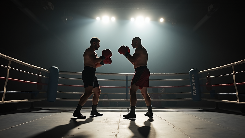 Wide angle view of a bare knuckle boxing ring