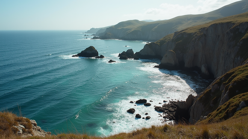 High angle view of a rocky coastal fishing spot