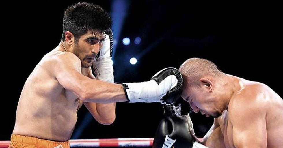 Eye-level view of a boxing ring during a match