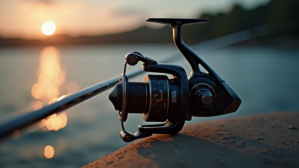 Close-up view of a high-quality fishing reel showcasing its intricate design