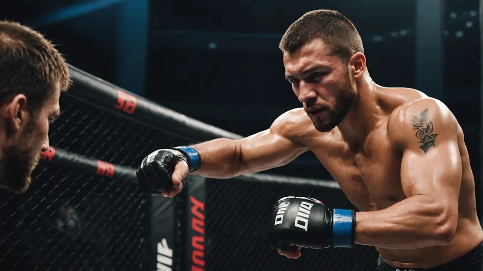 An MMA fighter engaged in intense training sessions