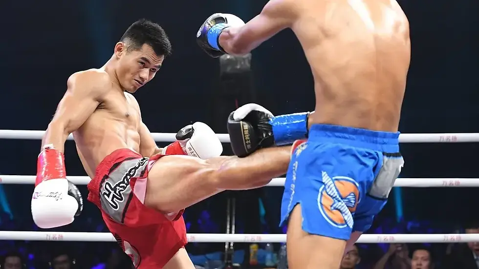 Eye-level view of Wei Rui in action during a championship match