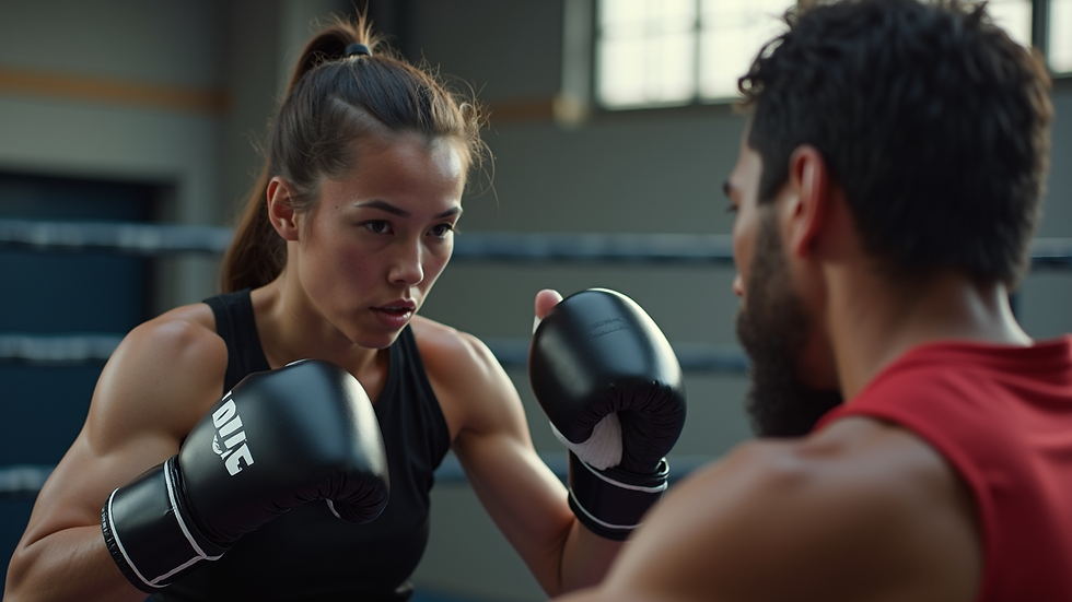 Close-up view of a professional fighter in training