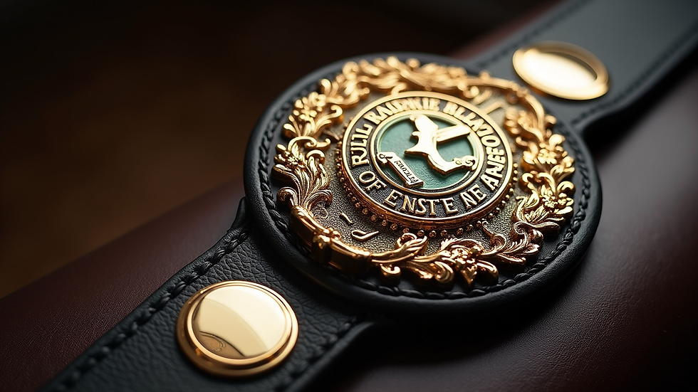 High-angle view of a championship belt showcasing its prestigious design