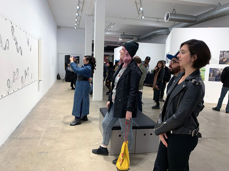 Rochester Contemporary Art Center, Entanglement, Entanglement drawing, graphite drawing, art studio, art opening, NYS Council on the Arts grant, collaborative community project