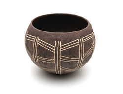 Dark inlaid slip bowl