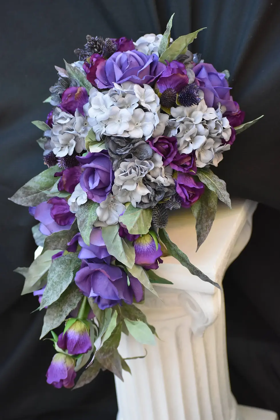 Thumbnail: Cascade Bouquet Grey & Purple Real Touch