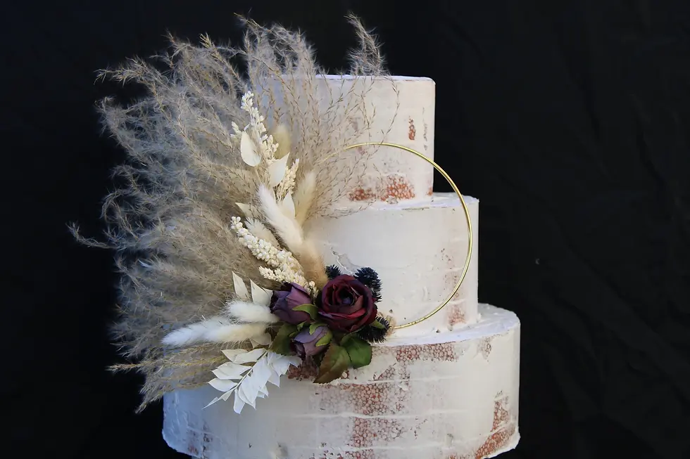 Thumbnail: Cake Hoop Arrangement Natural Dried Flower, Italian Ruscus & Pampas Grass